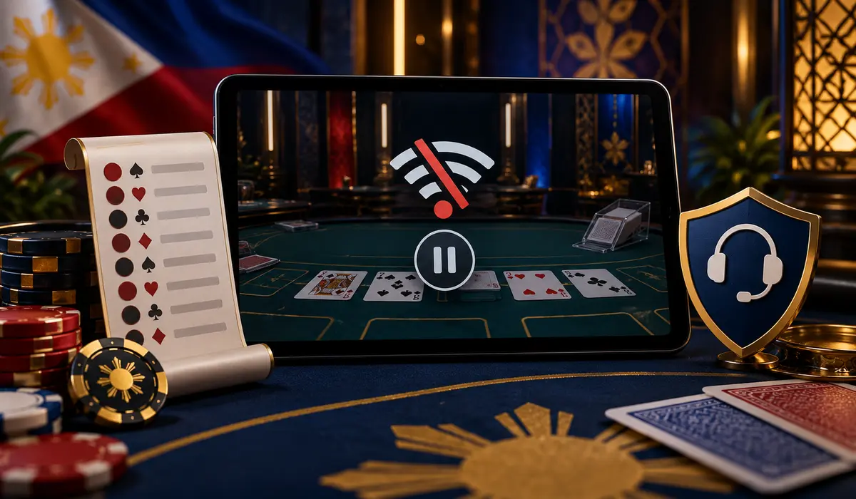 Live casino table paused after an interrupted internet connection