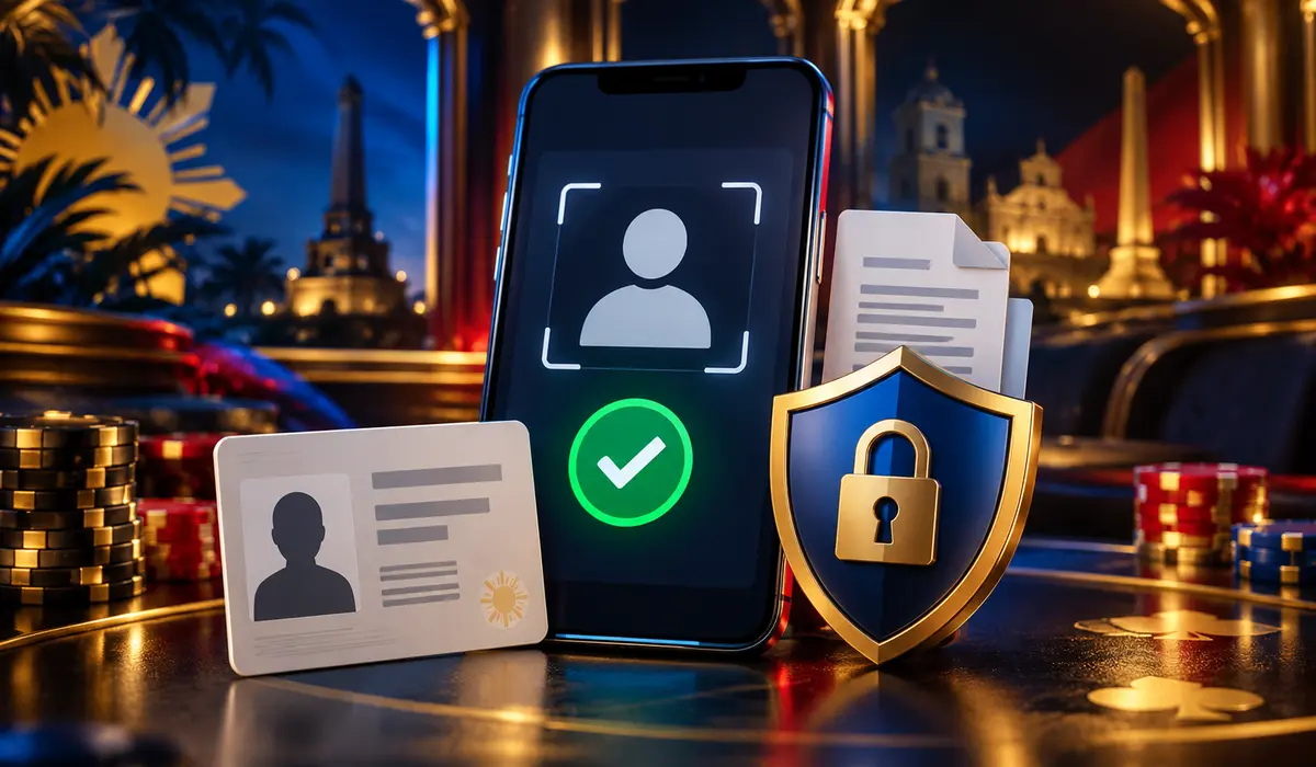 Secure online casino KYC verification using an ID, smartphone and protection shield