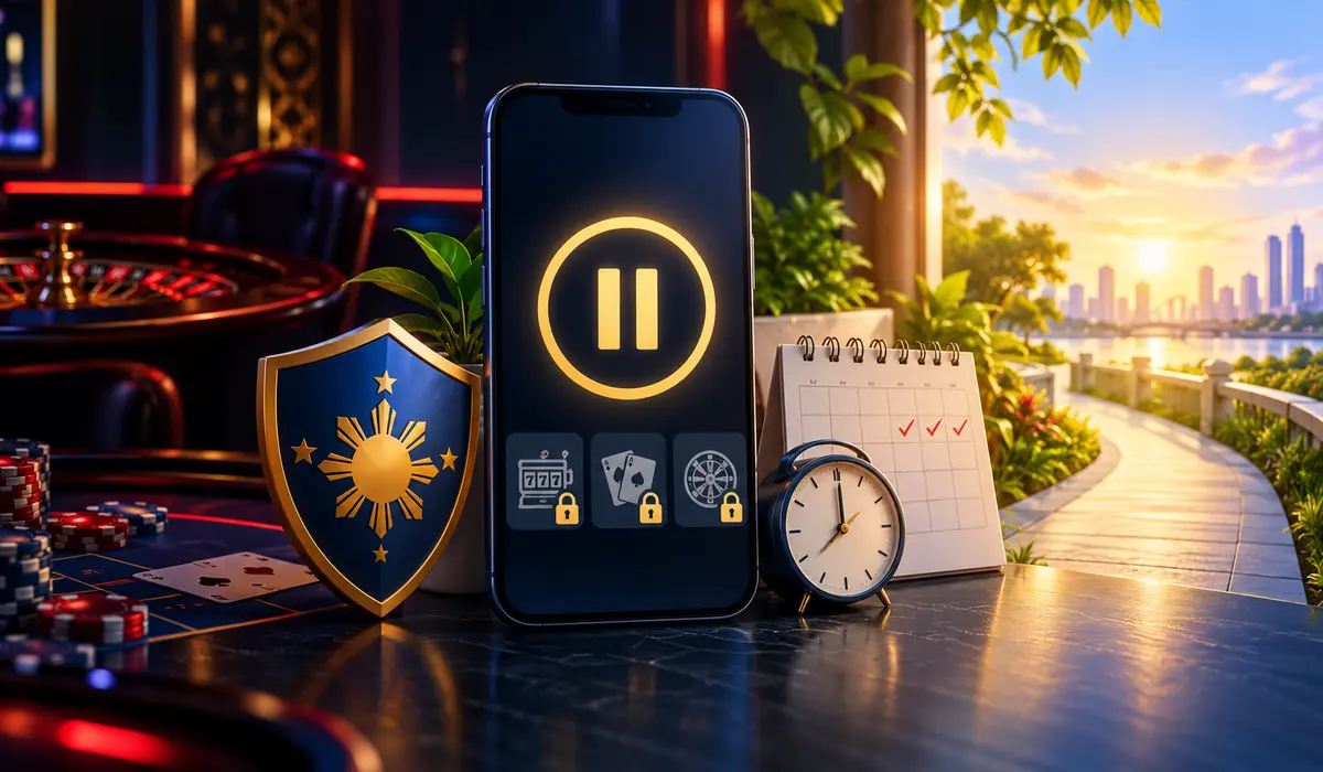 Smartphone pause control and calendar representing a responsible gaming break
